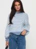 Harmony Balloon Sleeve Knit Sweater Blue / White Stripe sold by Princess Polly