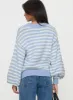 Harmony Balloon Sleeve Knit Sweater Blue / White Stripe sold by Princess Polly
