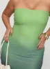 Stolen Love Strapless Maxi Dress Blue / Green Ombre Curve sold by Princess Polly