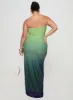 Stolen Love Strapless Maxi Dress Blue / Green Ombre Curve sold by Princess Polly