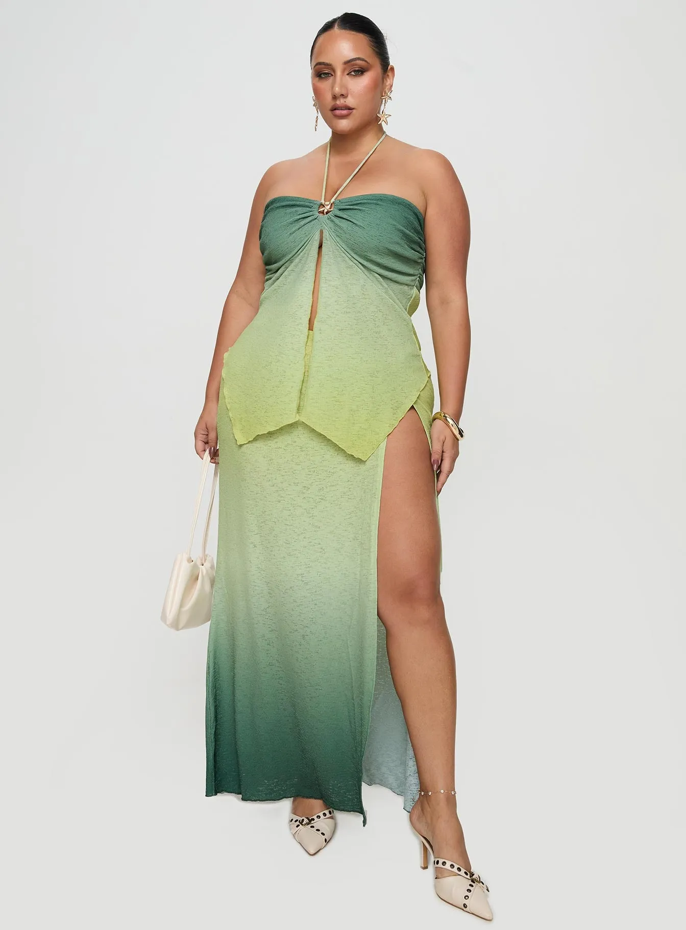 Star Girl Maxi Skirt Green Ombre Curve sold by Princess Polly product image thumbnail 3