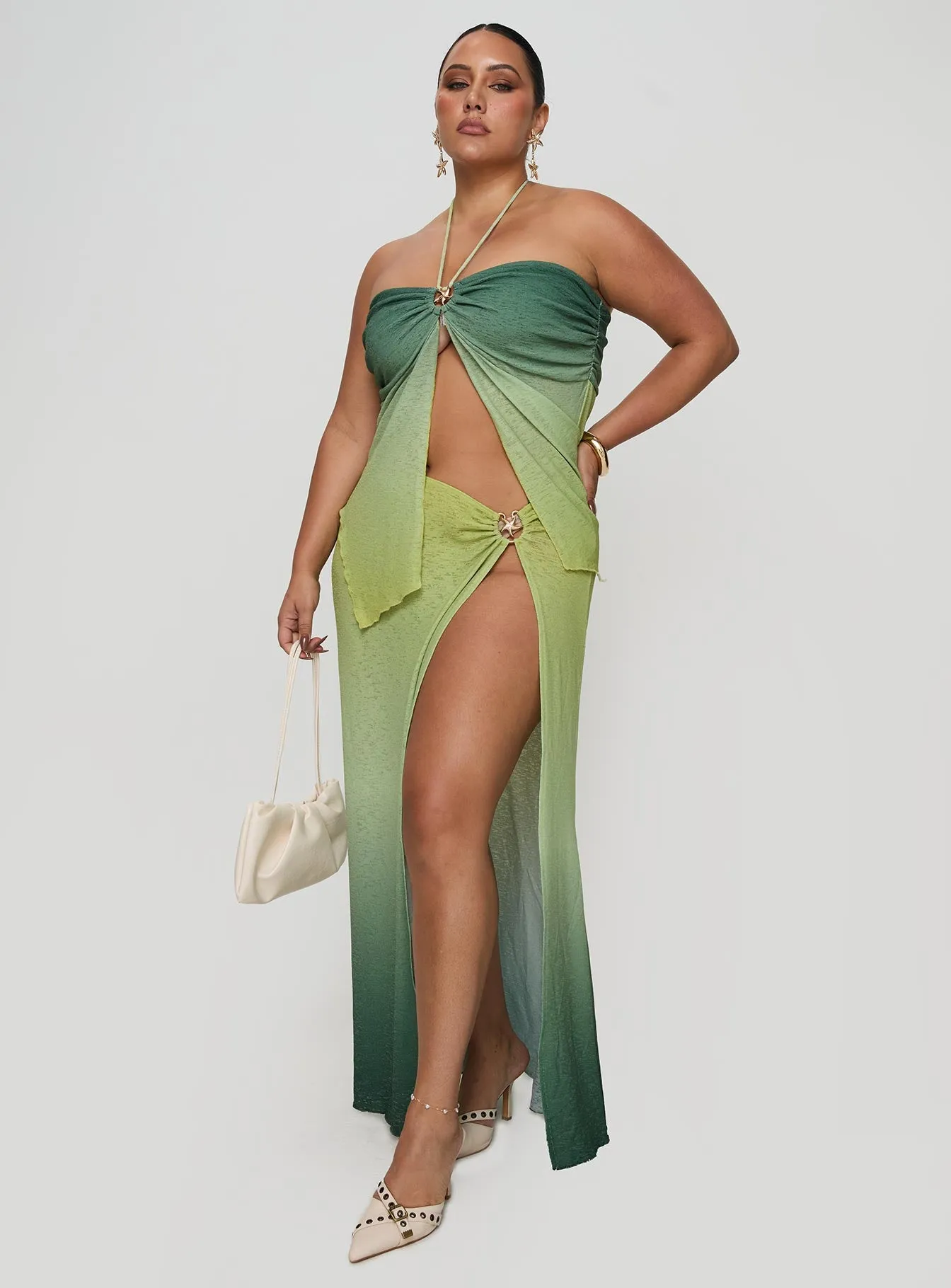 Star Girl Maxi Skirt Green Ombre Curve sold by Princess Polly product image thumbnail 2