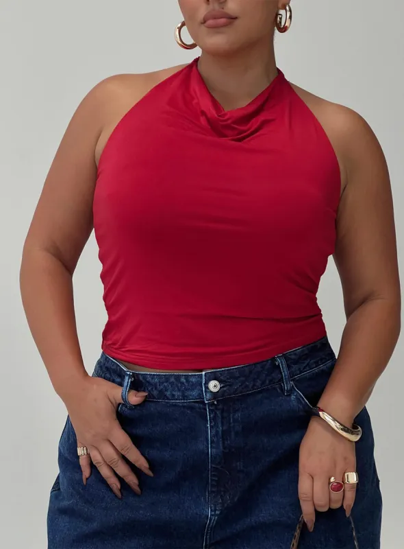 Imposter Top Cherry Red Curve sold by Princess Polly