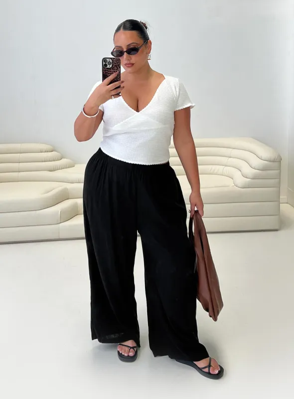 Louis Linen Blend Pants Black Curve sold by Princess Polly
