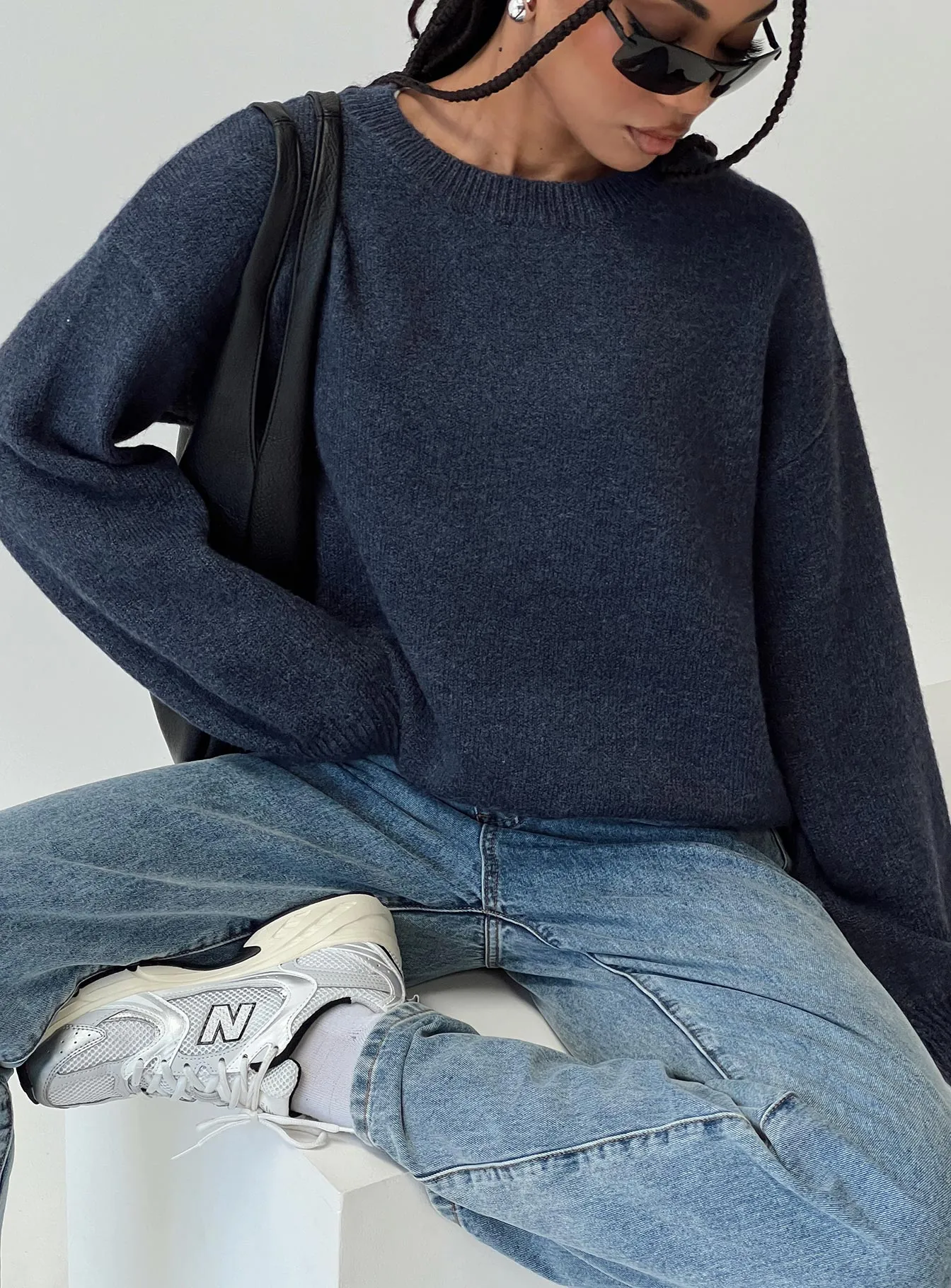 Ryanna Sweater Navy sold by Princess Polly