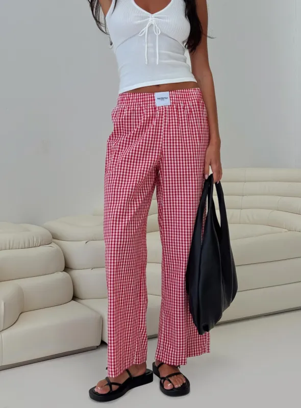 Beach House Pants Red Gingham sold by Princess Polly