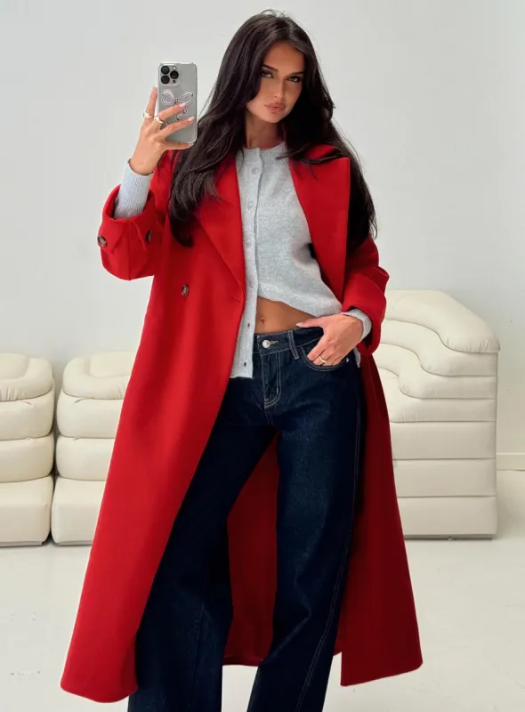 Mirandah Coat Red sold by Princess Polly