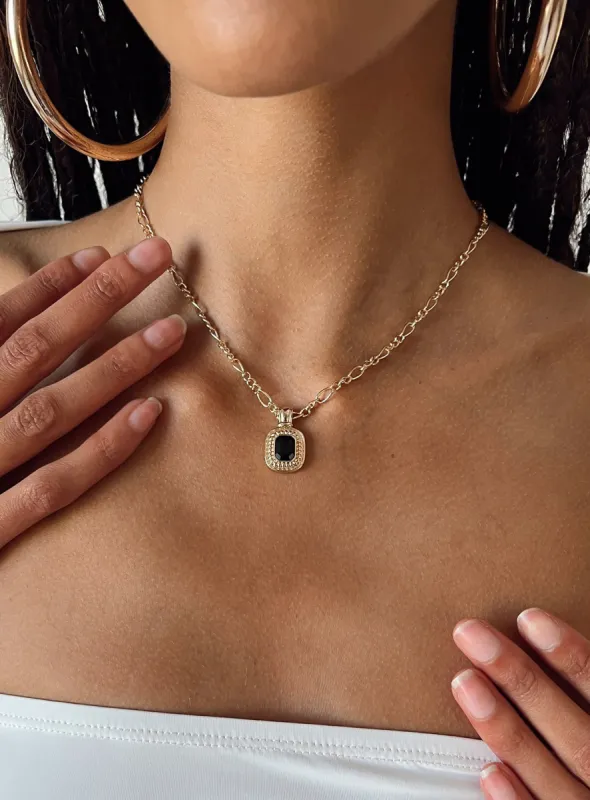 Setton Pendant Necklace Gold / Black sold by Princess Polly