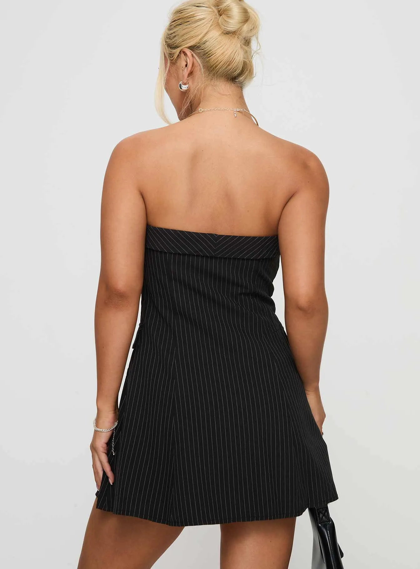 Change It Up Mini Dress Black / Pinstripe sold by Princess Polly product image thumbnail 4