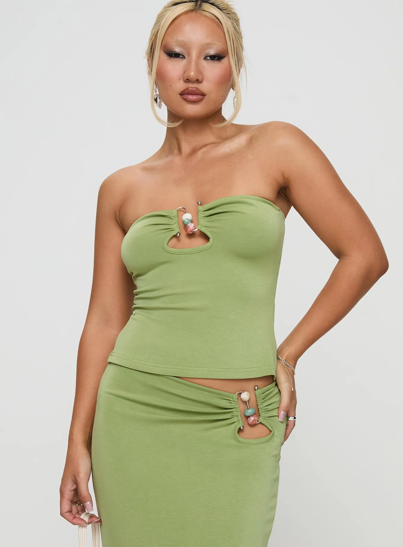 Sun Chaser Strapless Top Green sold by Princess Polly product image thumbnail 2