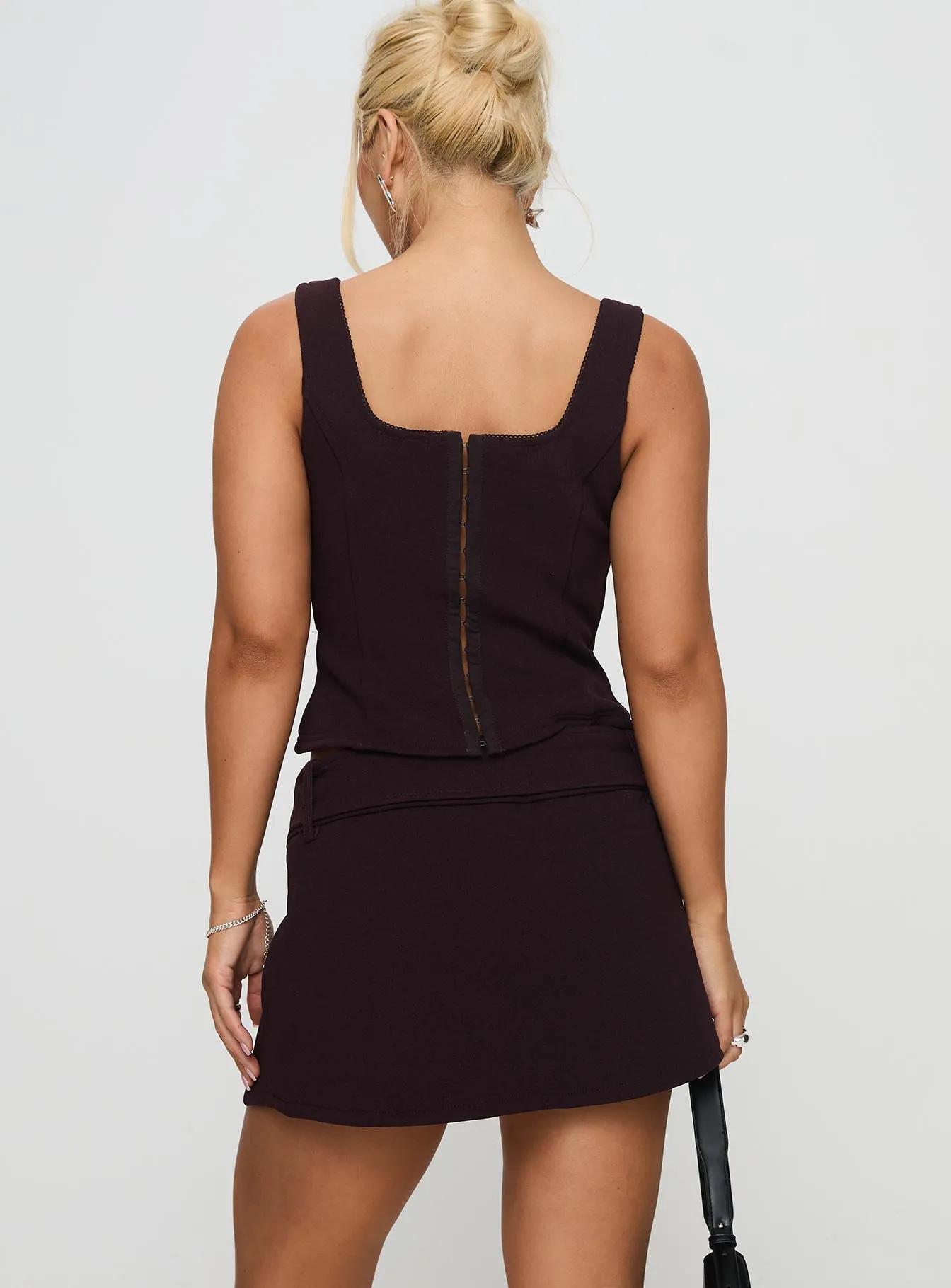 Genessa Belted Micro Mini Skirt Wine sold by Princess Polly product image thumbnail 5