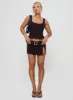 Genessa Belted Micro Mini Skirt Wine sold by Princess Polly