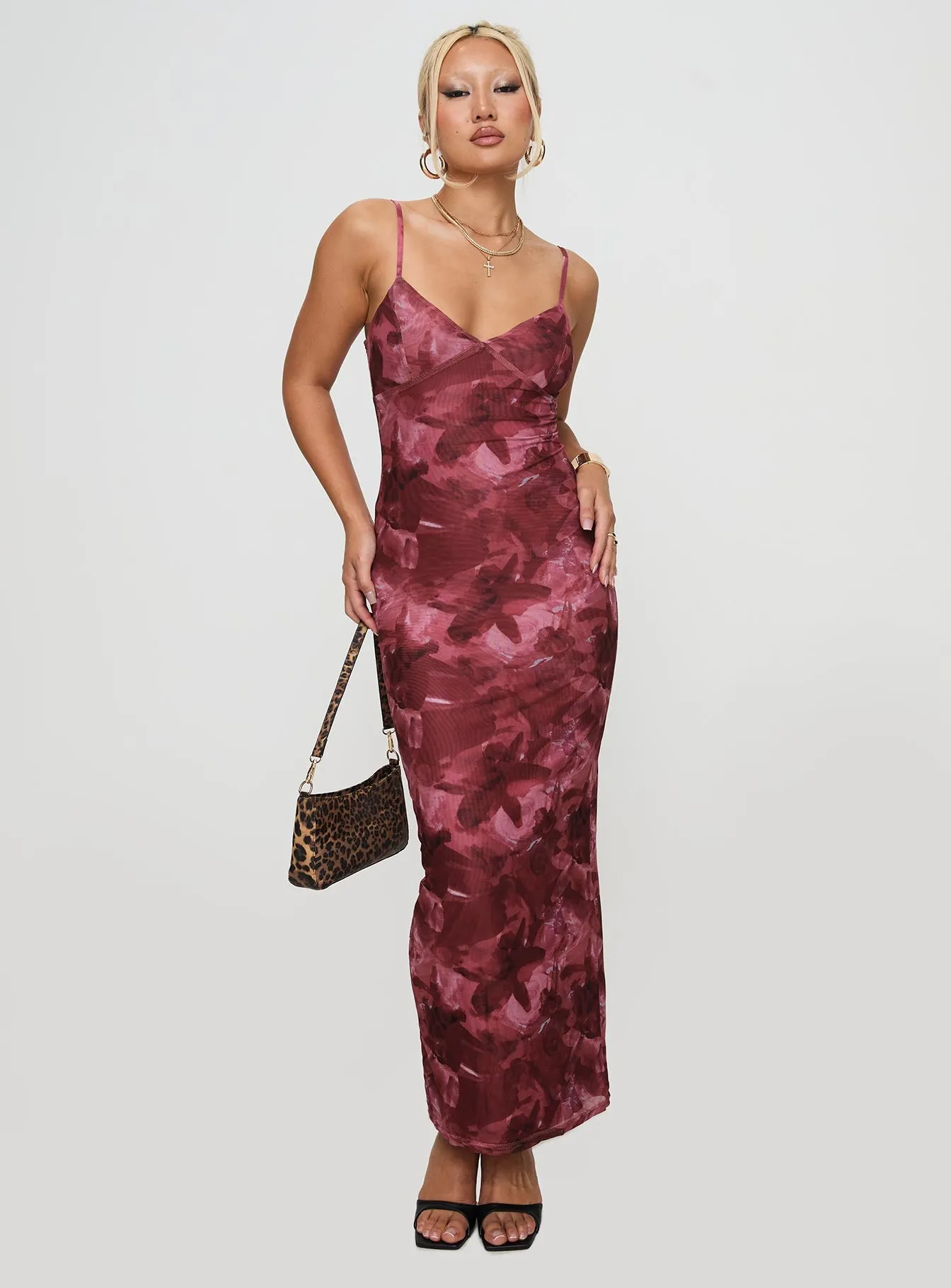 Hathaway Maxi Dress Burgundy Floral sold by Princess Polly product image thumbnail 3