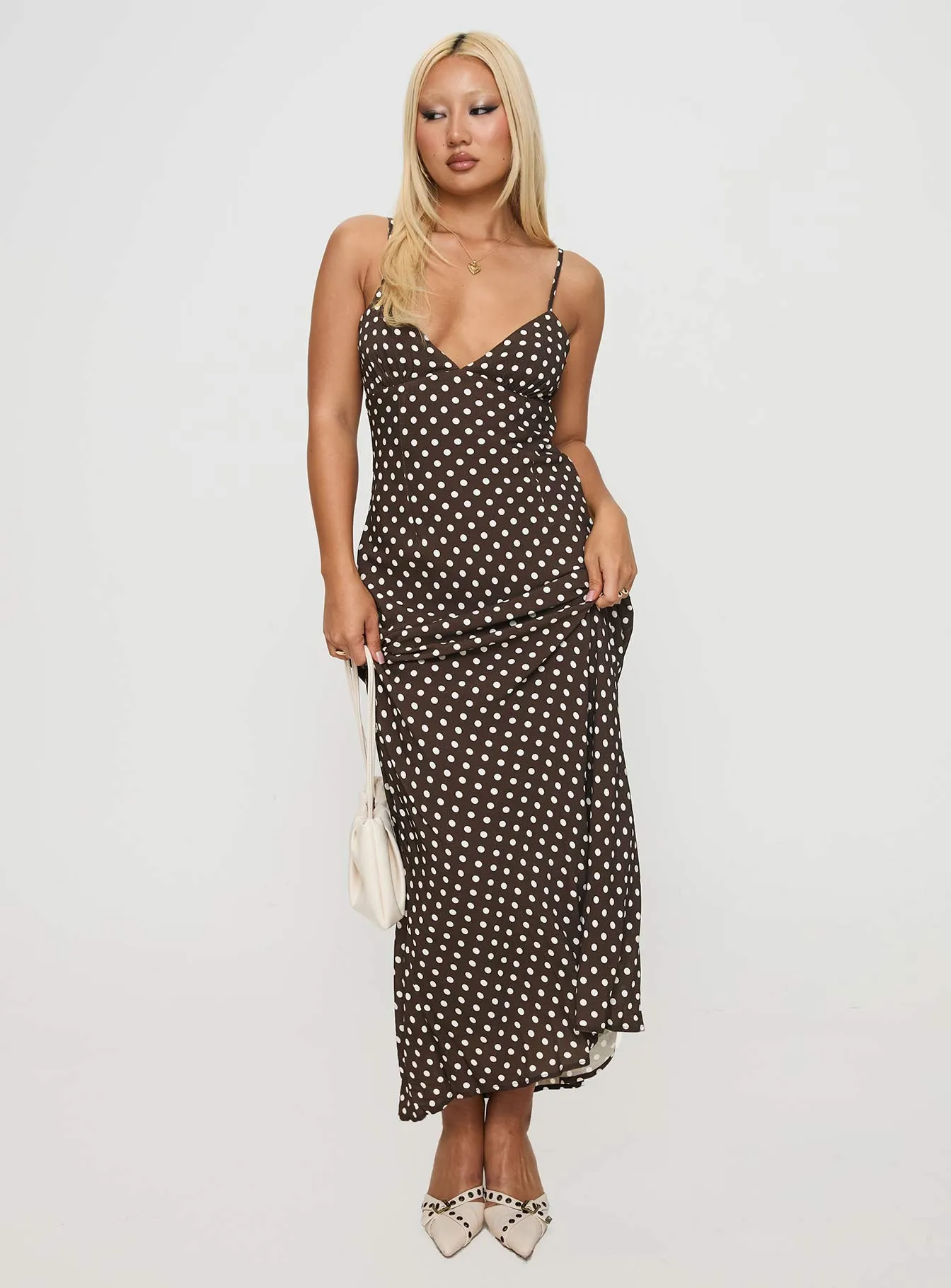 Jorjana Polka Maxi Dress Brown / White sold by Princess Polly product image thumbnail 2