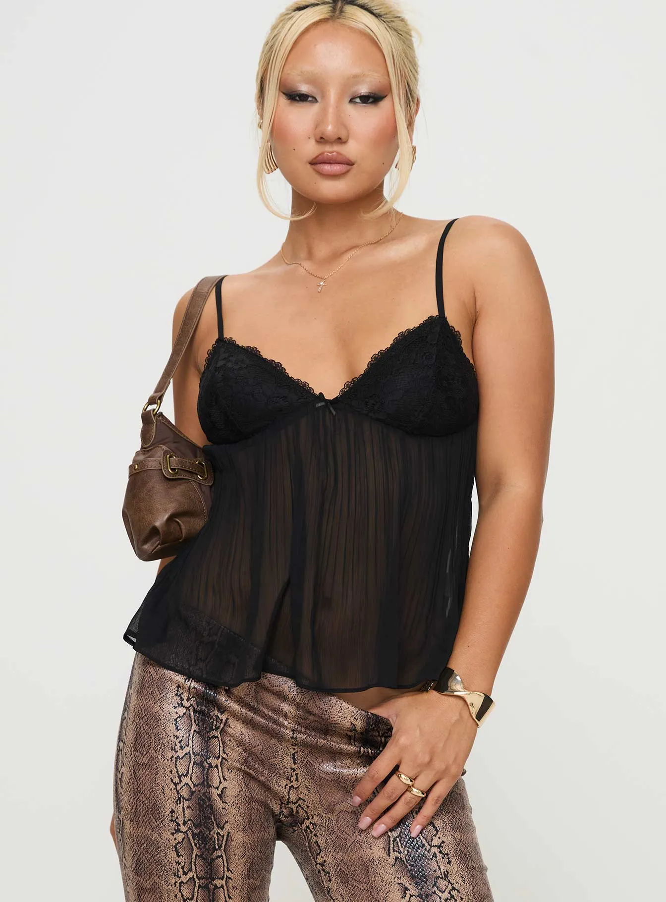 Zami Pleat Top Black sold by Princess Polly product image thumbnail 2