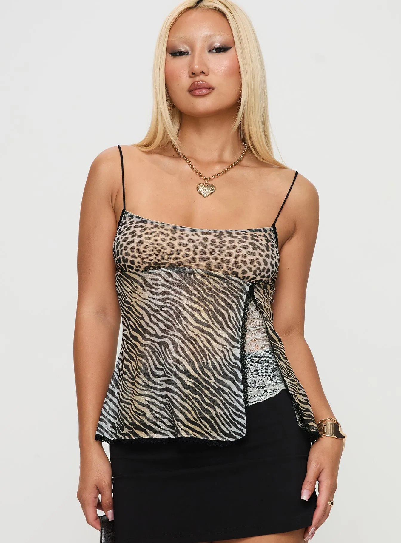 Golden Age Split Cami Top Leopard Multi sold by Princess Polly product image thumbnail 2