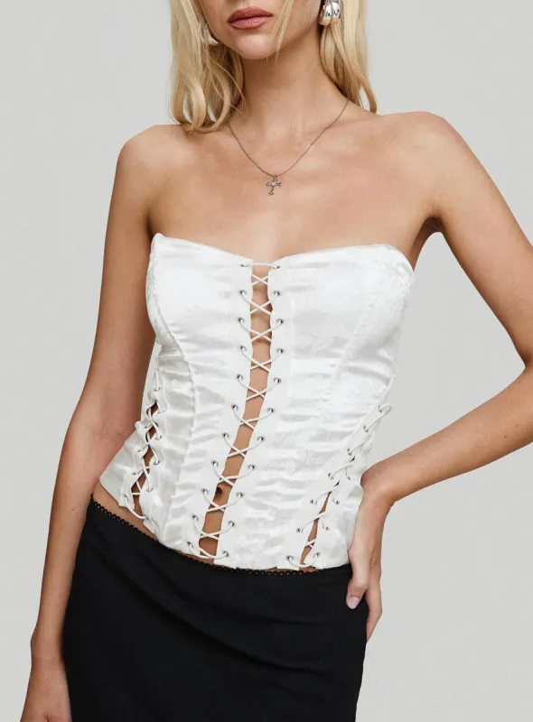 Mochi Corset Top White sold by Princess Polly