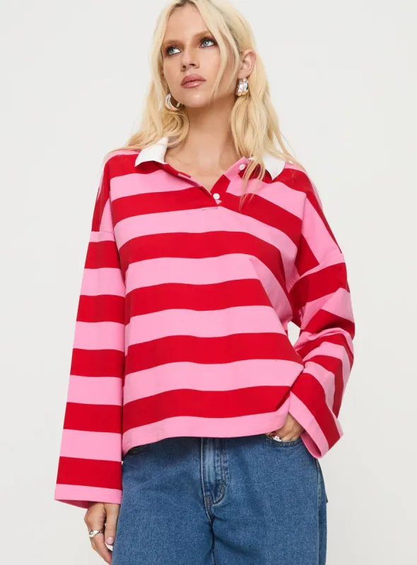 Felivand Collared Sweater Pink / Red sold by Princess Polly