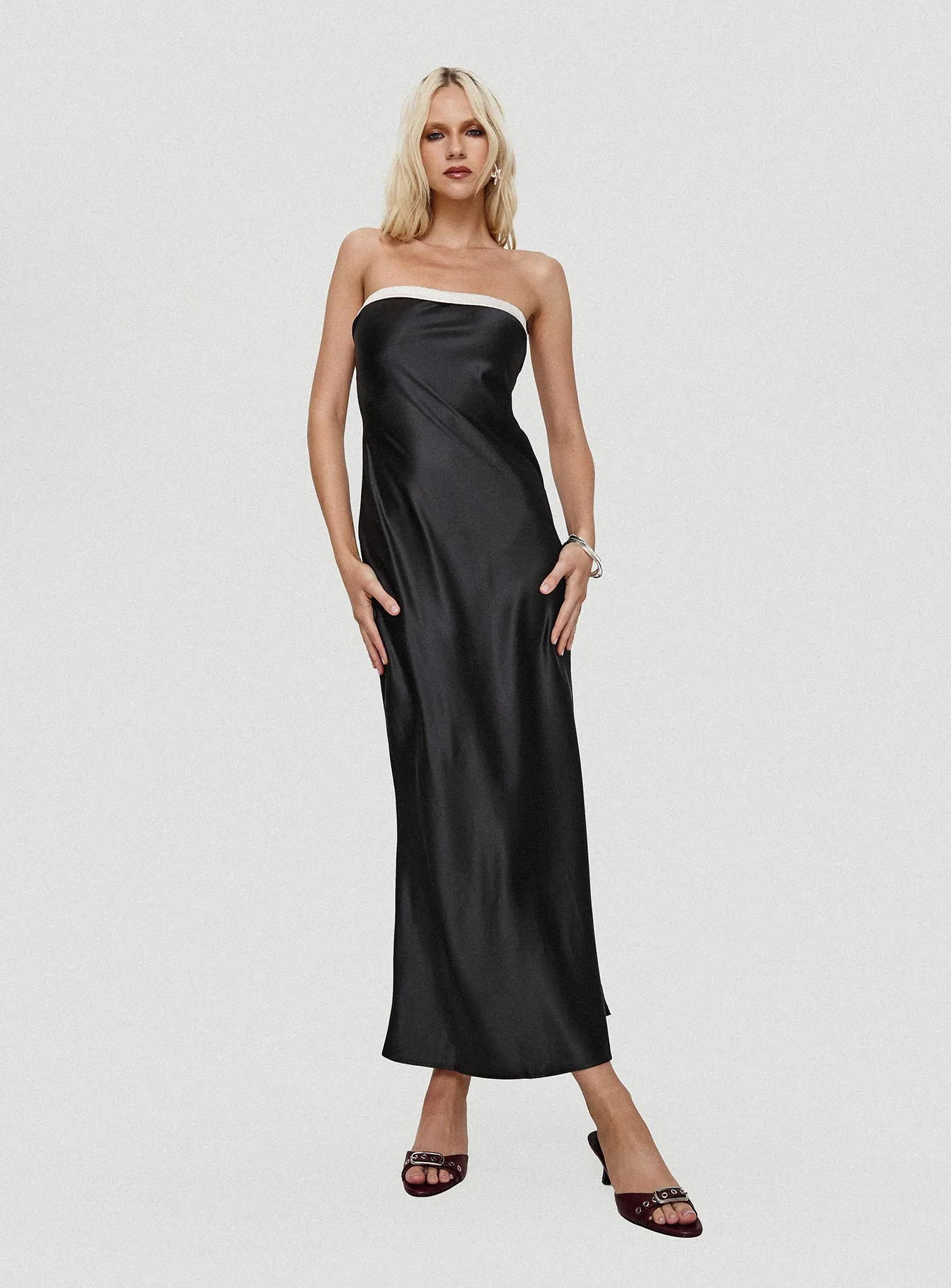 Phillipa Strapless Maxi Dress Black sold by Princess Polly