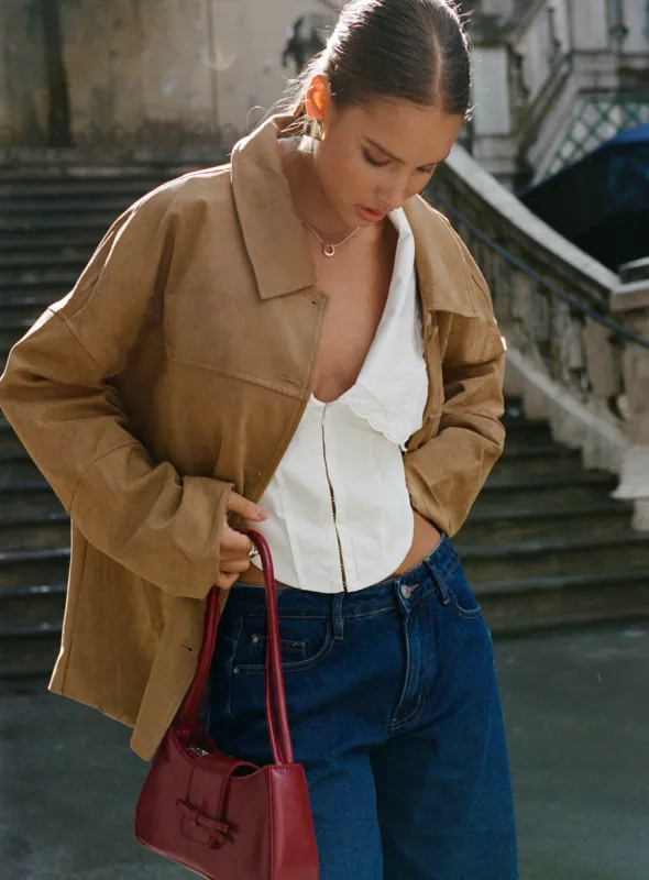 Huntsville Faux Suede Jacket Brown sold by Princess Polly