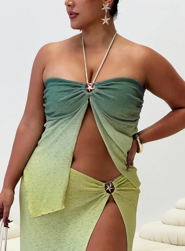 Star Girl Top Green Ombre Curve sold by Princess Polly