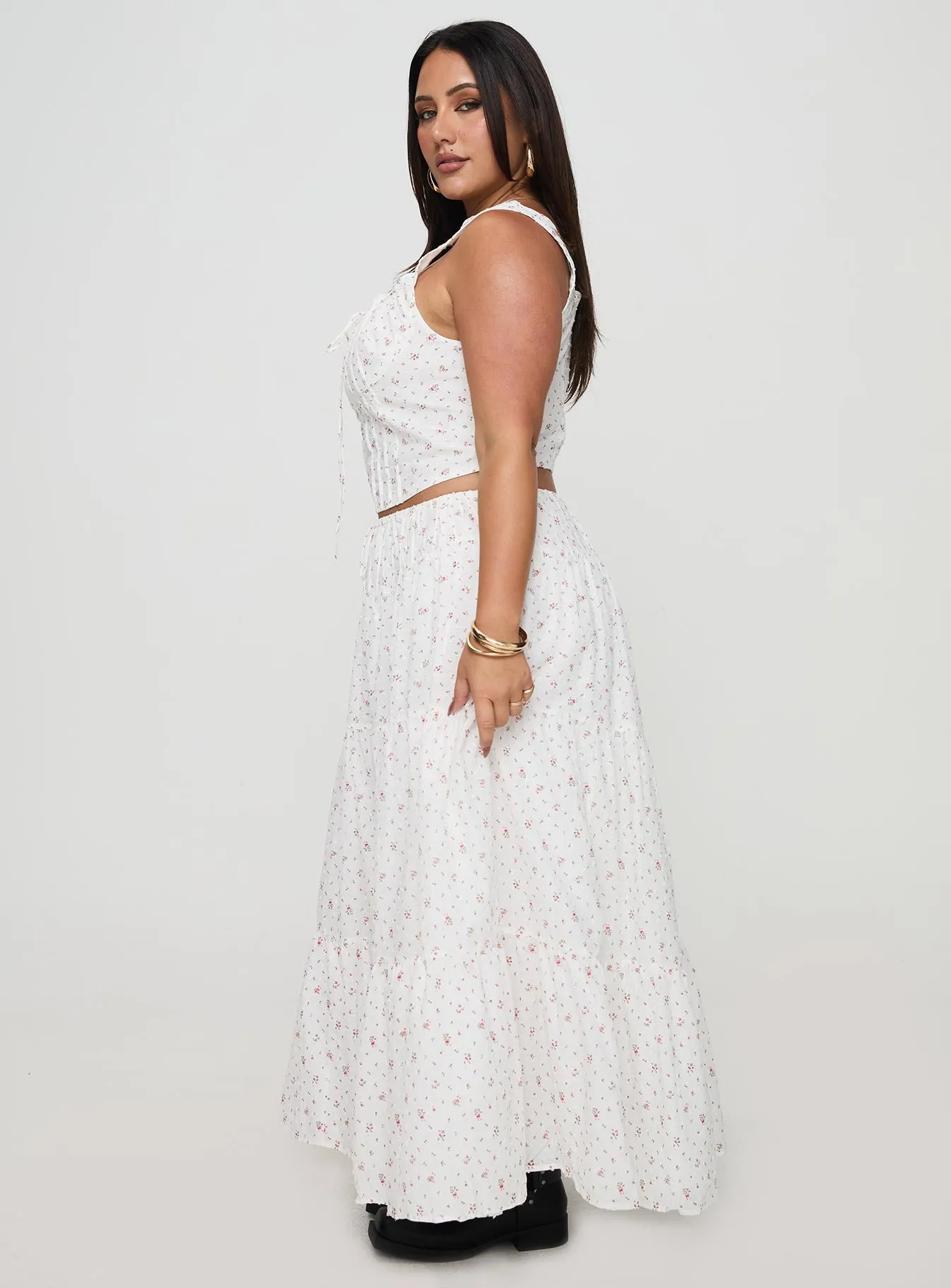 Cherry On Top Maxi Skirt White Floral Curve sold by Princess Polly product image thumbnail 4