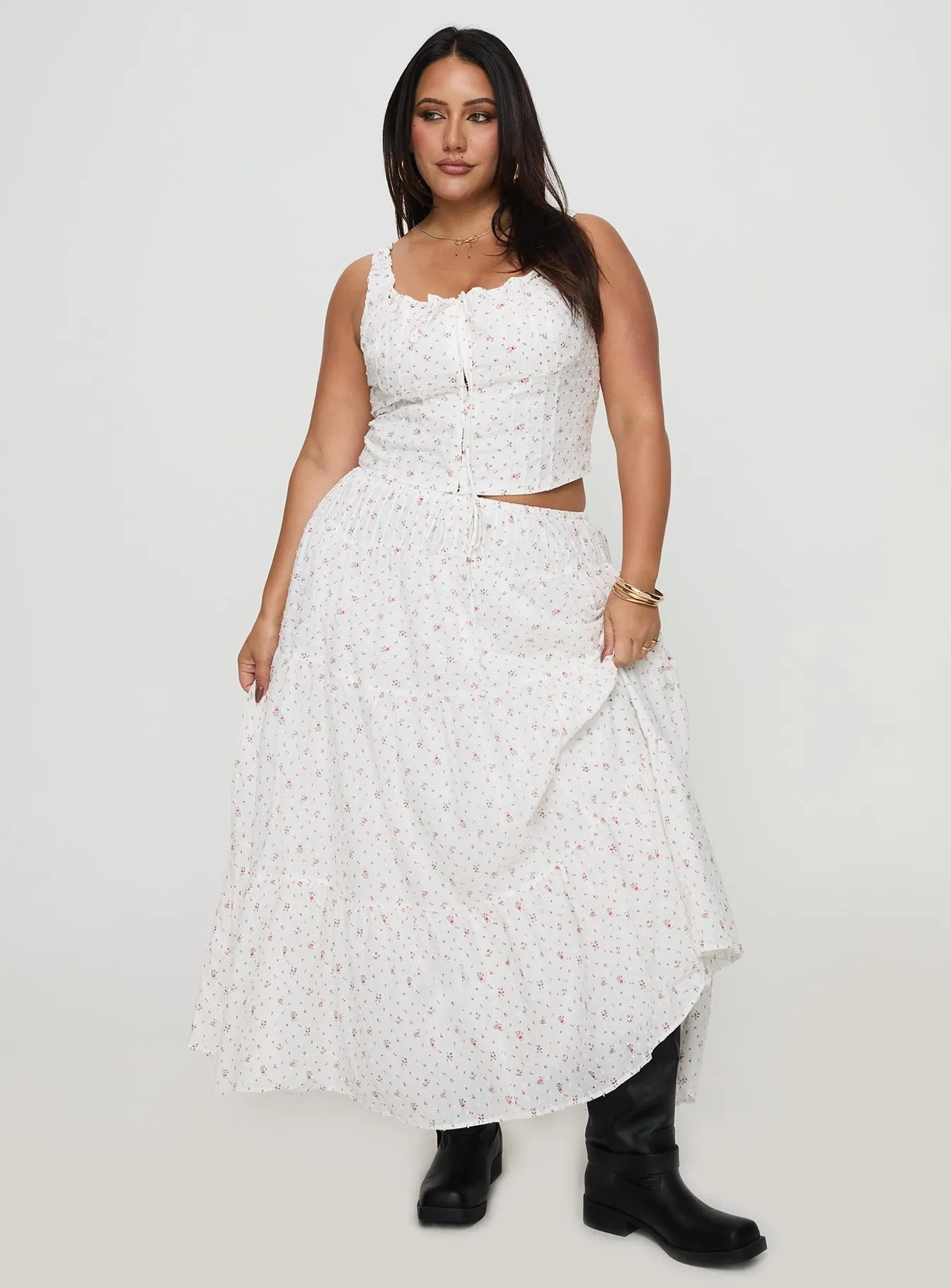 Cherry On Top Maxi Skirt White Floral Curve sold by Princess Polly product image thumbnail 2