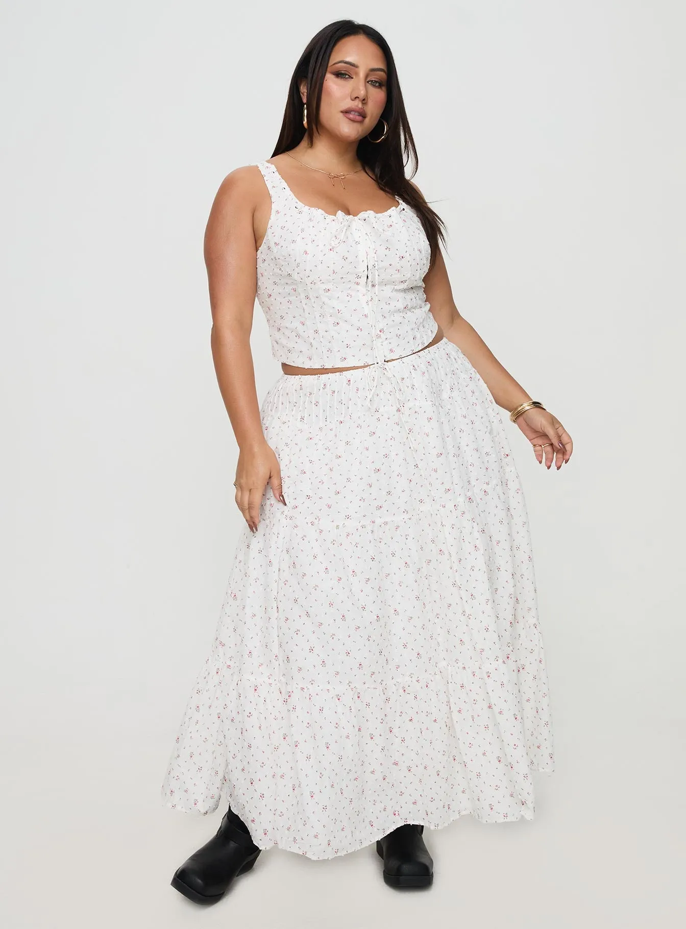 Cherry On Top Maxi Skirt White Floral Curve sold by Princess Polly product image thumbnail 3