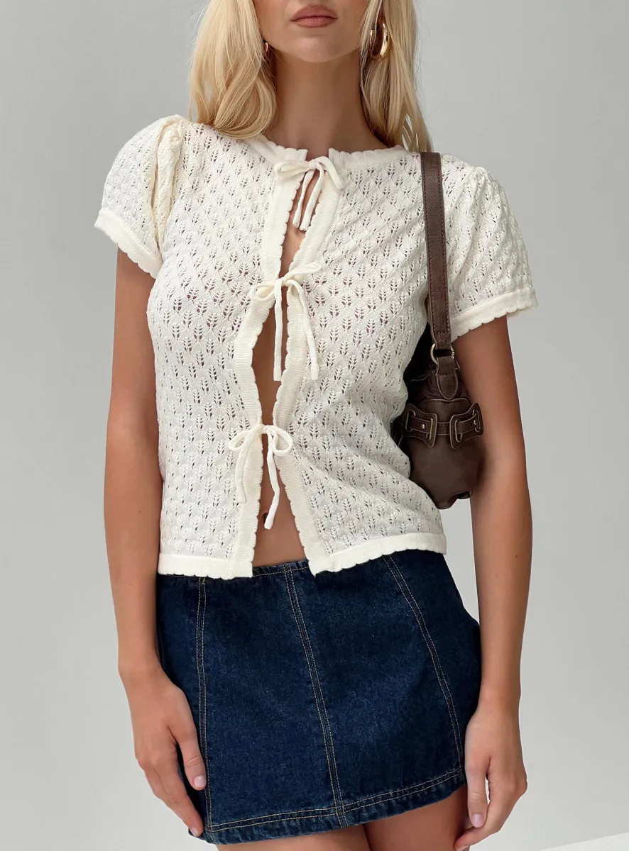 Mari Knit Top Cream sold by Princess Polly