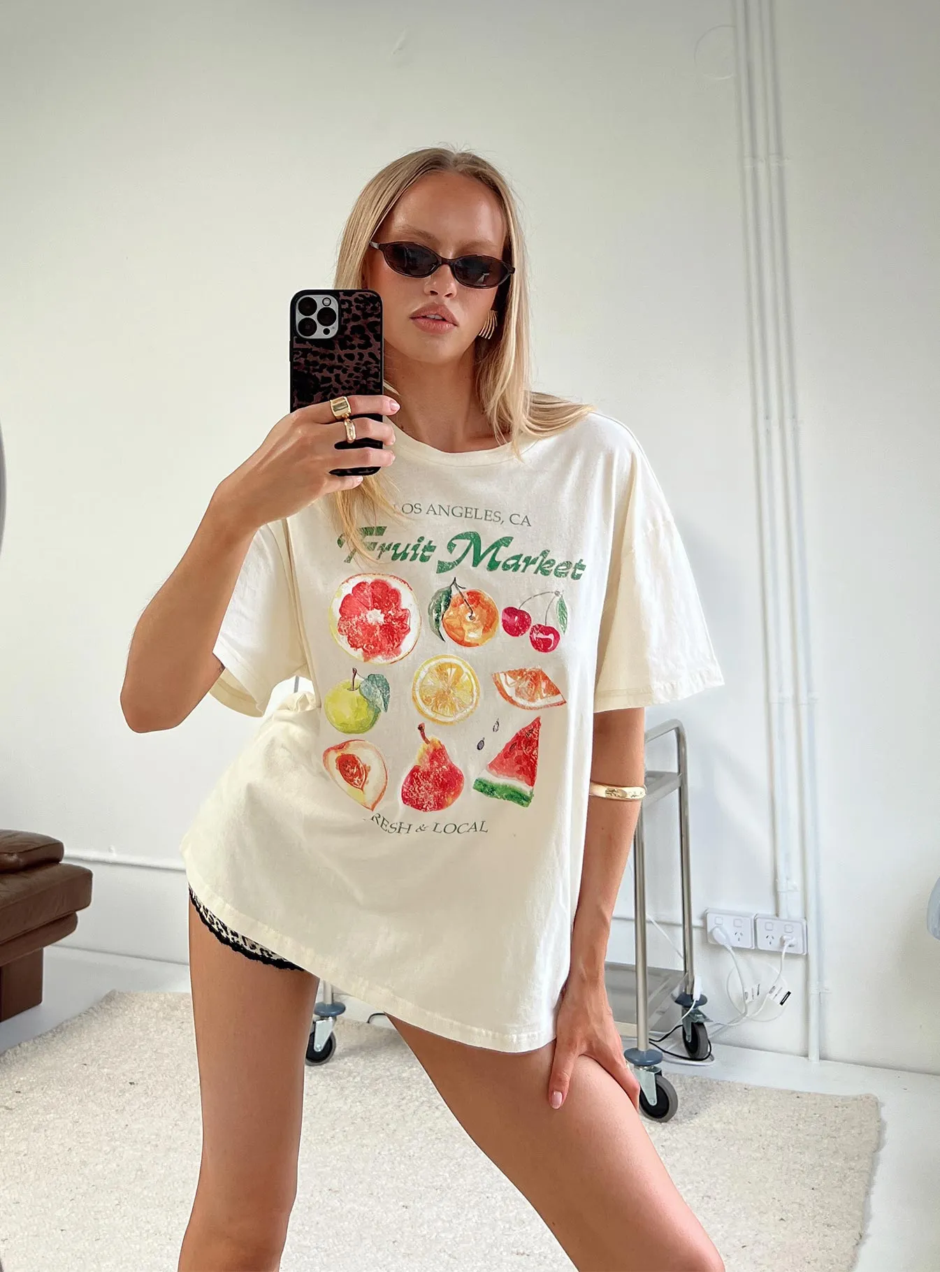 Fruit Market Oversized Tee White sold by Princess Polly