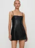 Isak Woven Faux Leather Mini Dress Black sold by Princess Polly