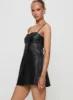 Isak Woven Faux Leather Mini Dress Black sold by Princess Polly