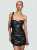 Hotline Faux Leather Mini Dress Black sold by Princess Polly