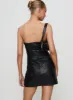 Hotline Faux Leather Mini Dress Black sold by Princess Polly