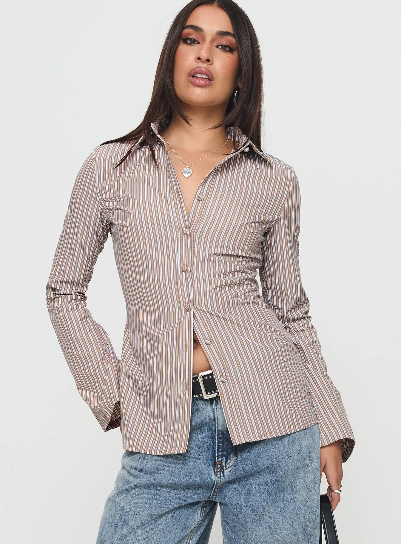 Run The World Top Brown Stripe sold by Princess Polly