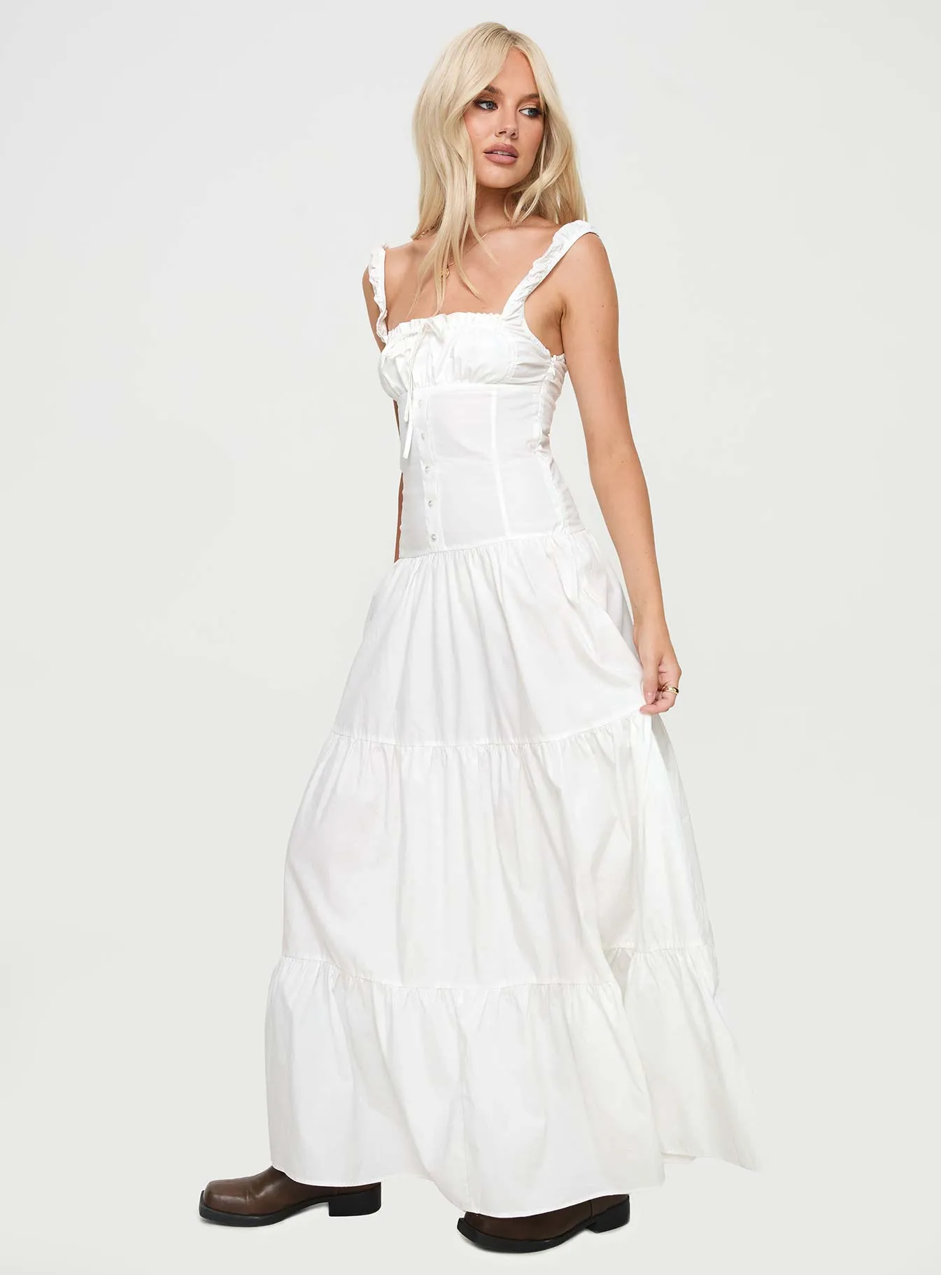 Heart Shaped Maxi Dress White sold by Princess Polly product image thumbnail 5