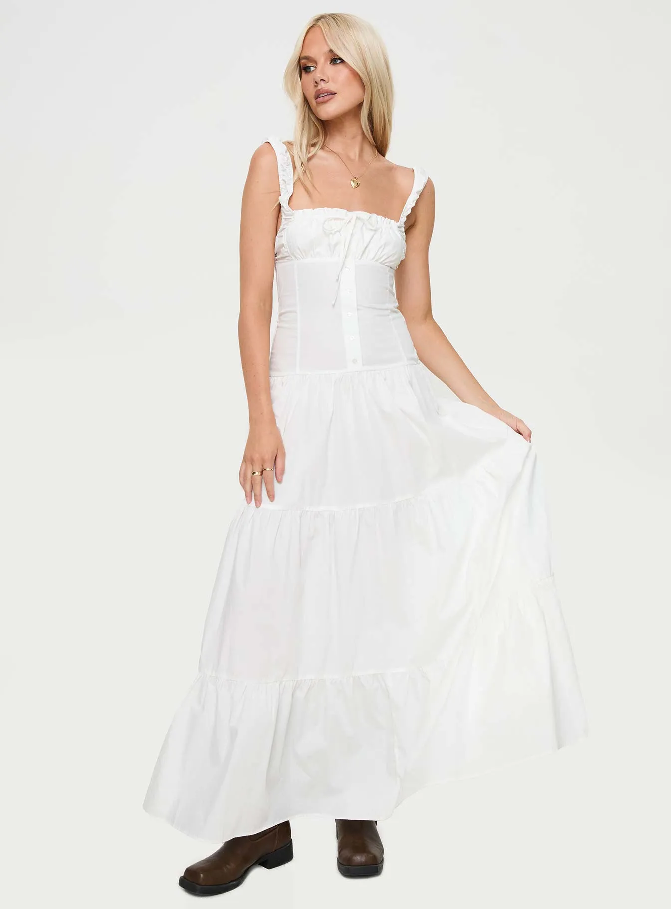 Heart Shaped Maxi Dress White sold by Princess Polly product image thumbnail 3