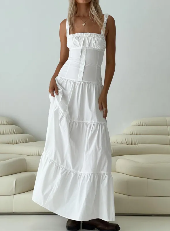 Heart Shaped Maxi Dress White sold by Princess Polly