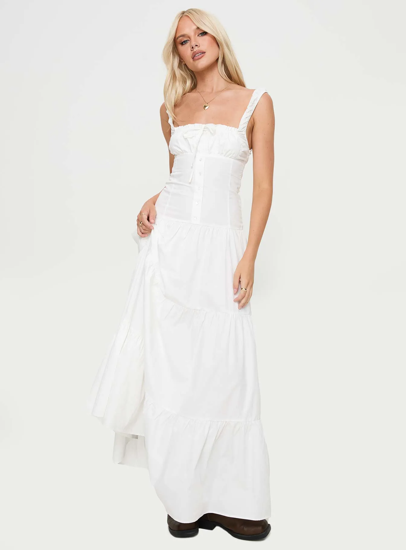 Heart Shaped Maxi Dress White sold by Princess Polly product image thumbnail 2