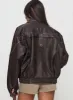 Jaxton Faux Leather Jacket Brown sold by Princess Polly