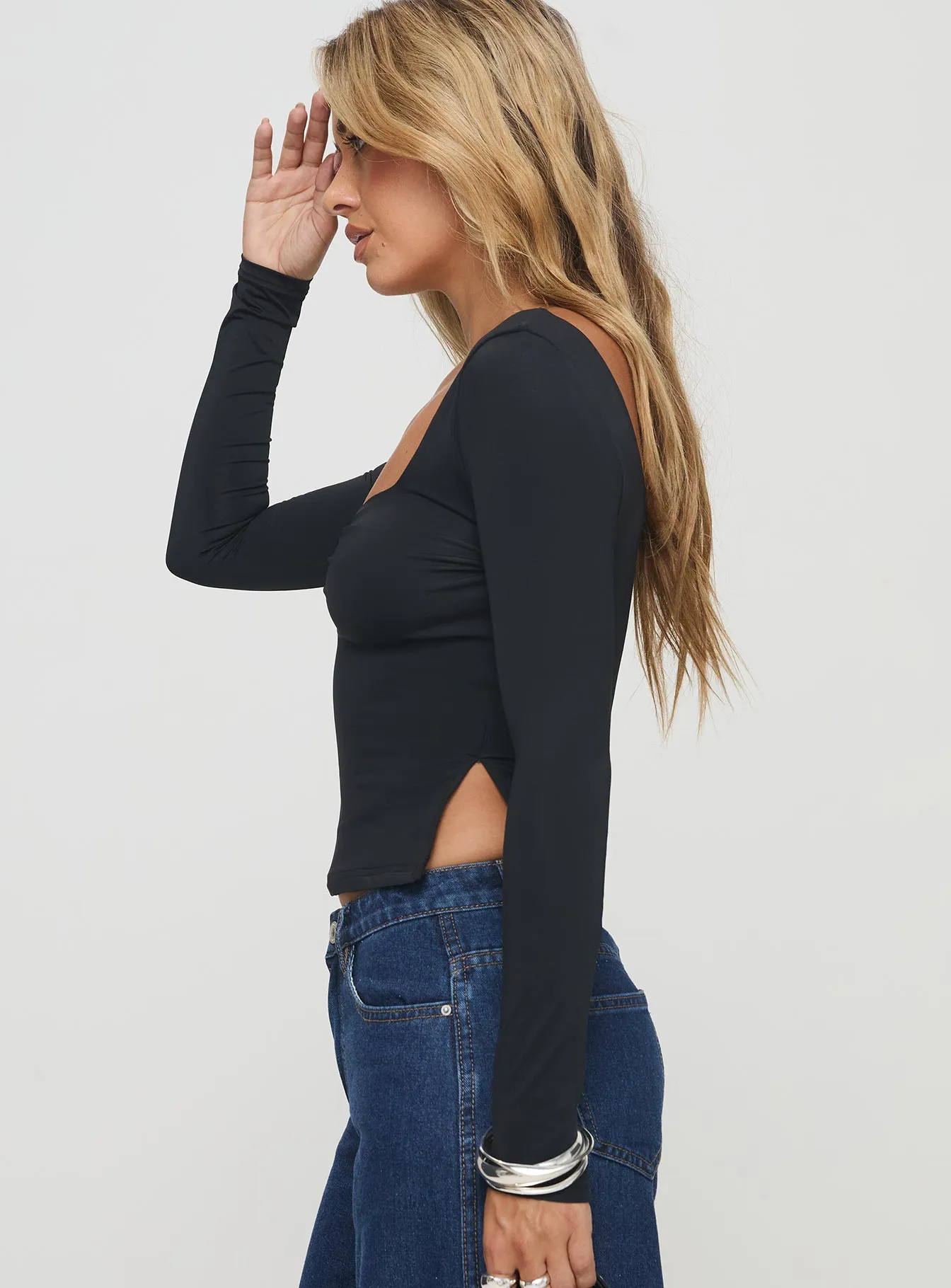 Rehna Long Sleeve Top Black sold by Princess Polly product image thumbnail 4