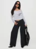 Ribbon Stamp Wide Leg Jeans Washed Black sold by Princess Polly