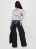 Ribbon Stamp Wide Leg Jeans Washed Black sold by Princess Polly
