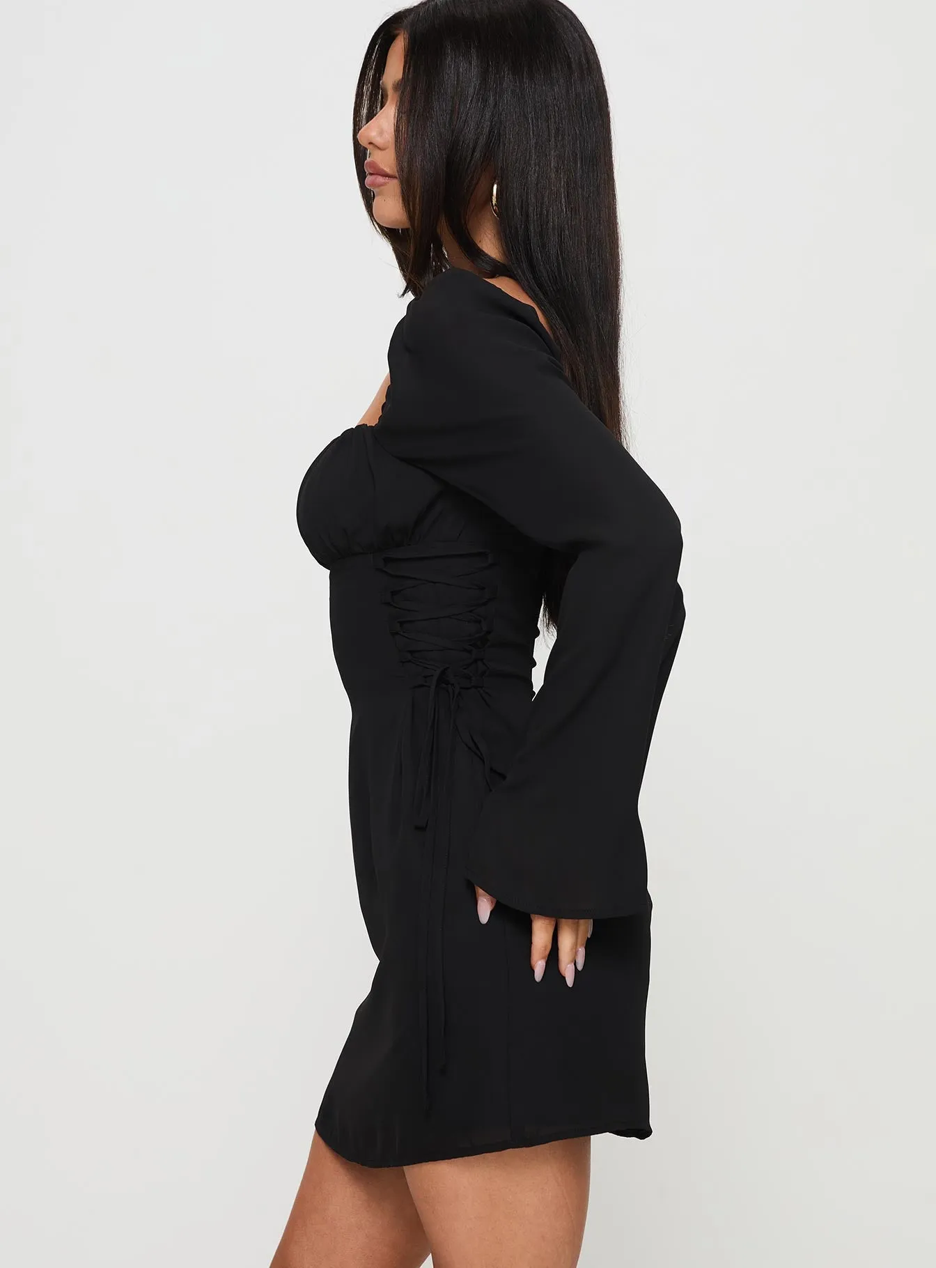 Eternal Flame Long Sleeve Mini Dress Black sold by Princess Polly product image thumbnail 4