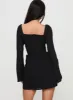 Eternal Flame Long Sleeve Mini Dress Black sold by Princess Polly