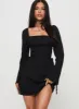 Eternal Flame Long Sleeve Mini Dress Black sold by Princess Polly