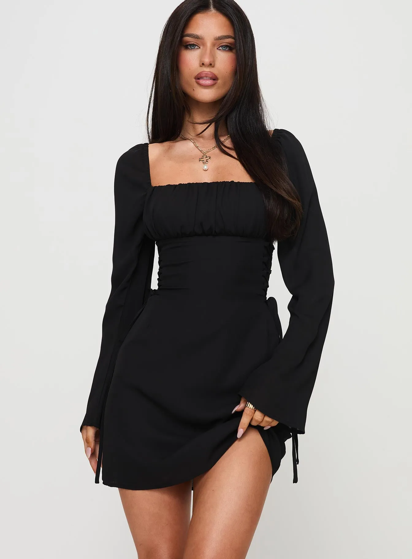 Eternal Flame Long Sleeve Mini Dress Black sold by Princess Polly product image thumbnail 2