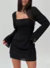 Eternal Flame Long Sleeve Mini Dress Black sold by Princess Polly