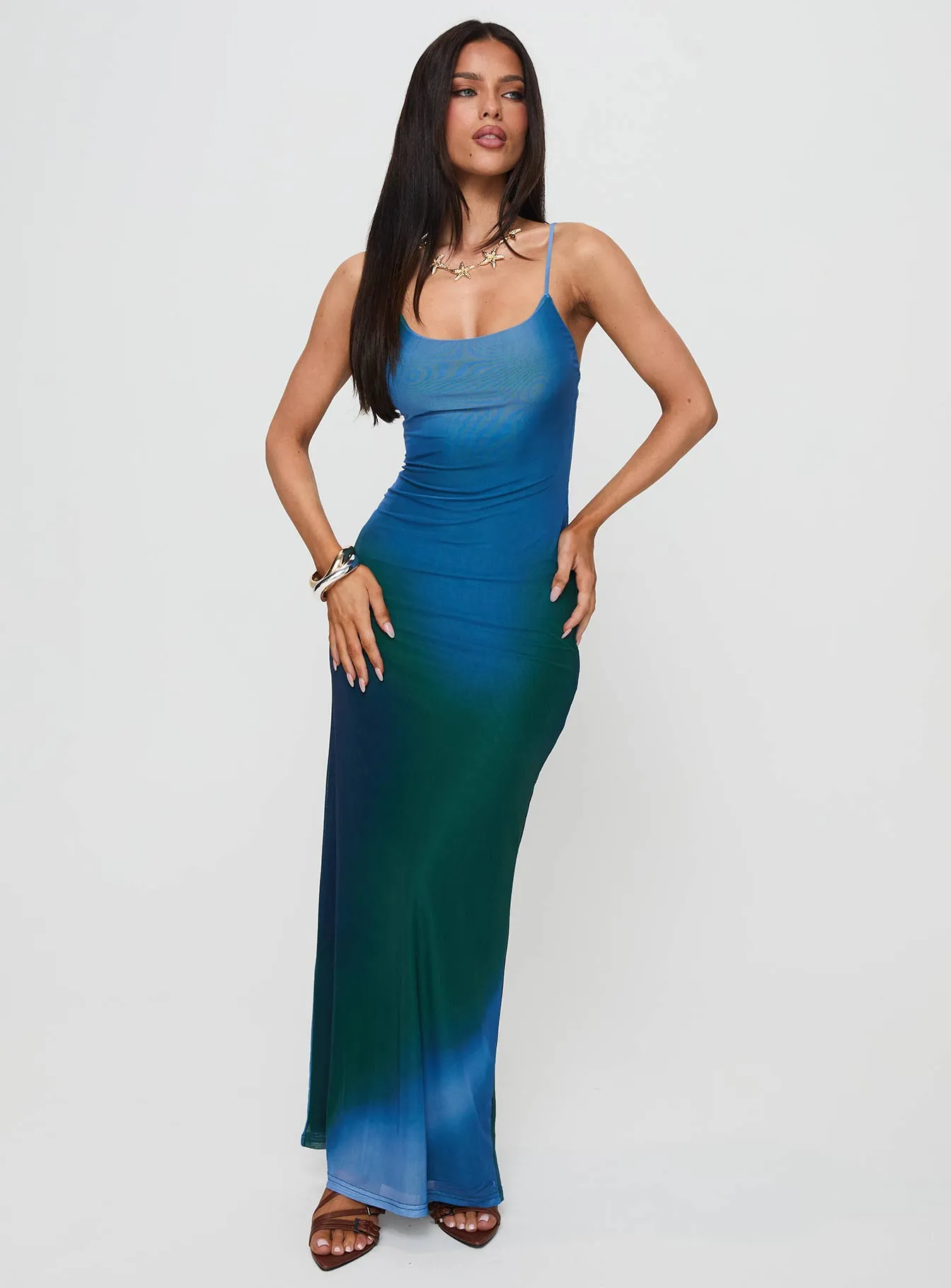 Amoret Maxi Dress Blue / Green sold by Princess Polly product image thumbnail 3
