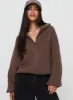 Hertford Zip Through Knit Sweater Brown sold by Princess Polly